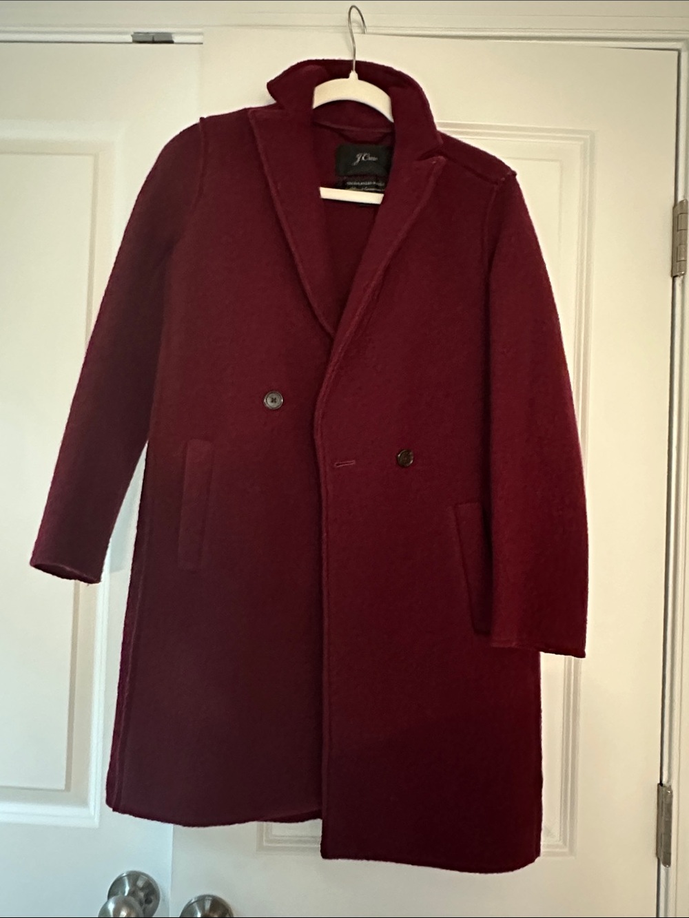 J. Crew Burgandy Daphne Double-Breasted Italian Wool Pea Coat